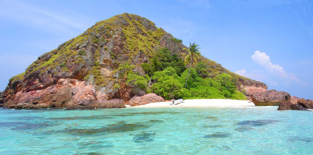 Unsere Trauminsel, in der Karte nur ein Dangerous Rock. (Foto: Konrad)
